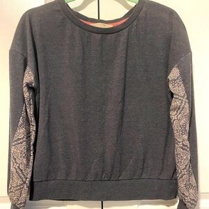 S Chloe and Jasmine Women Gray Top with Patterned Sleeves unique and funky vibe